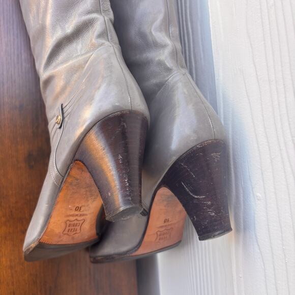 Salvatore Ferragamo Women’s Tall Leather Boots 10 AAA Gray – Made in Italy - Picture 8 of 13